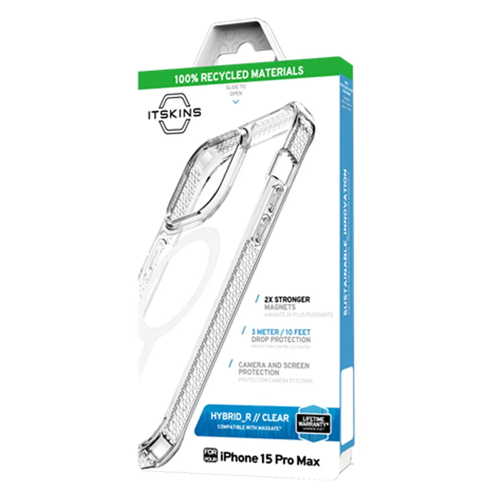Itskins Hybrid Clear iPhone 15 Pro Max Magsafe Case - Transparent - Tashqila Itskins Hybrid Clear iPhone 15 Pro Max Magsafe Case - Transparent - Tashqila